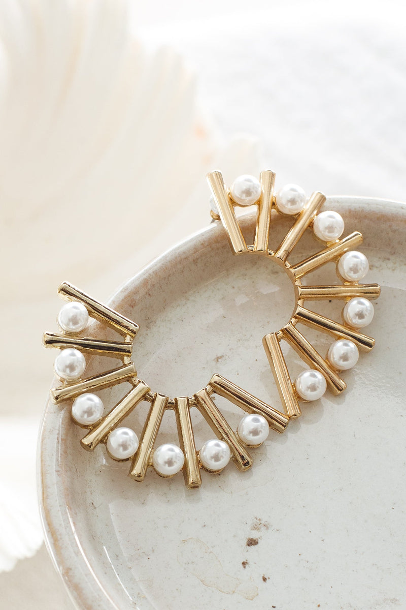 Boucles d'oreilles en perles semi-circulaires Liberty en or