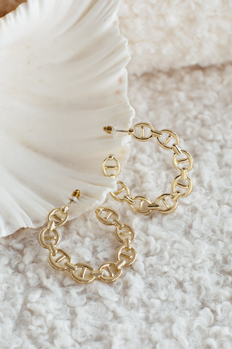 Boucles d'oreilles créoles en lien d'ancre en or