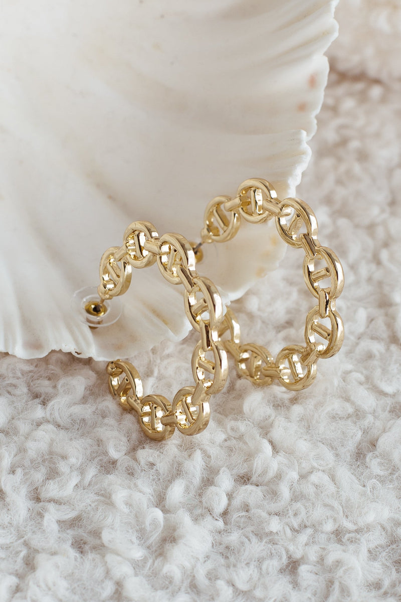 Boucles d'oreilles créoles en lien d'ancre en or