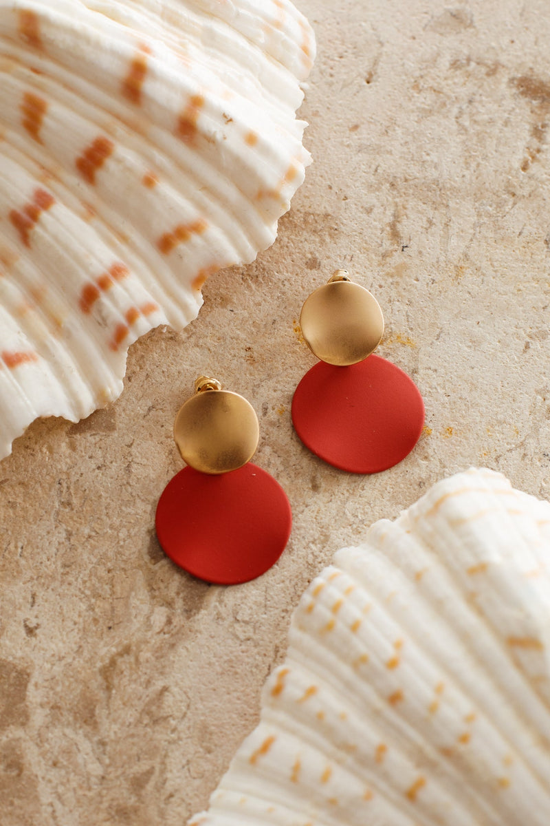 Boucles d'oreilles Meriah Circle Rouge