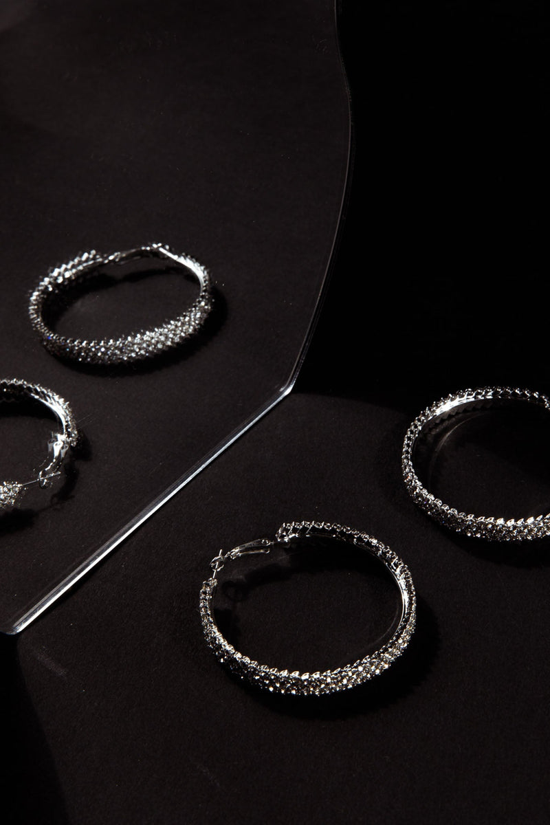 Boucles d'oreilles créoles Maddy Diamante Argent