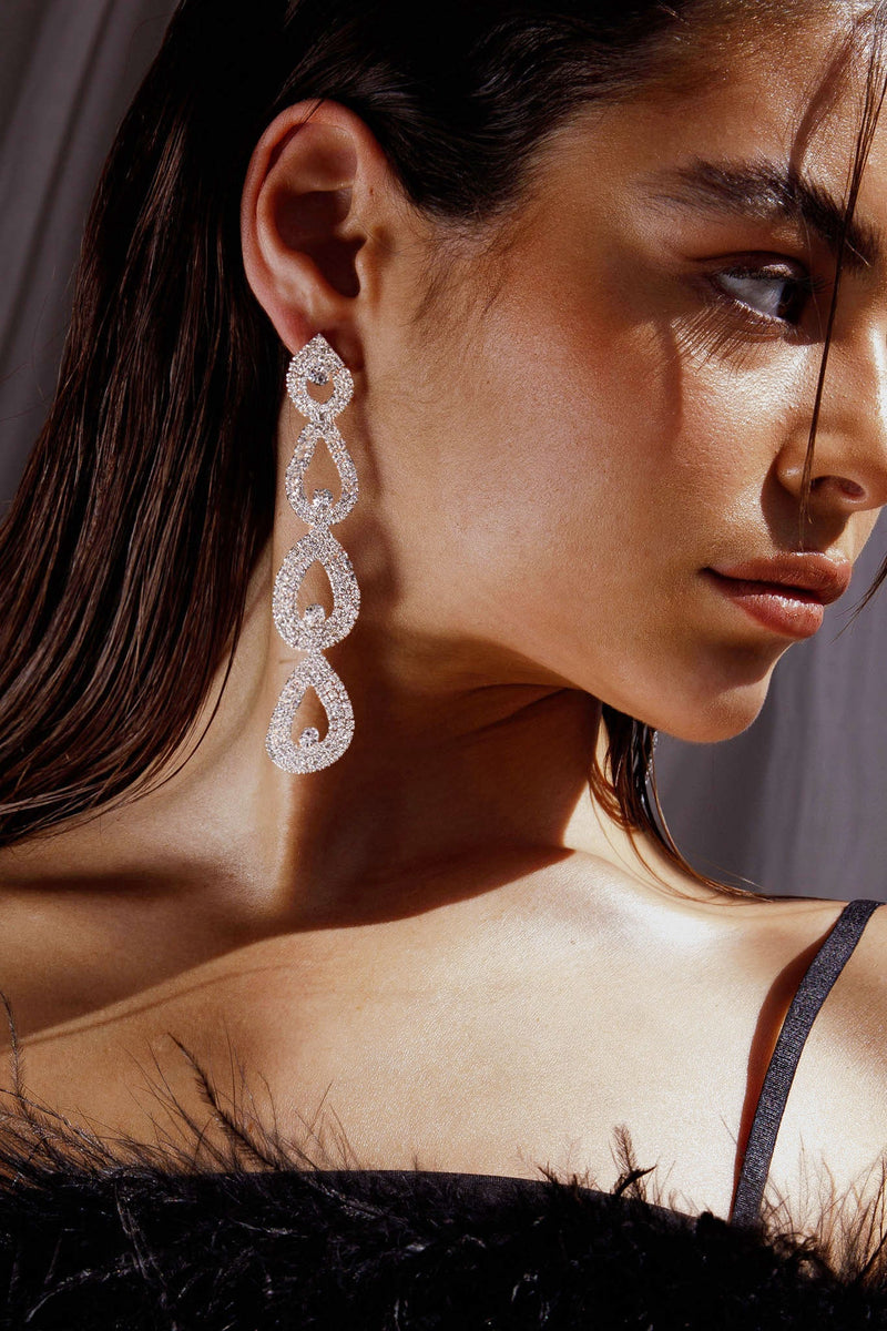 Boucles d'oreilles en goutte de poire Royale Diamante Argent