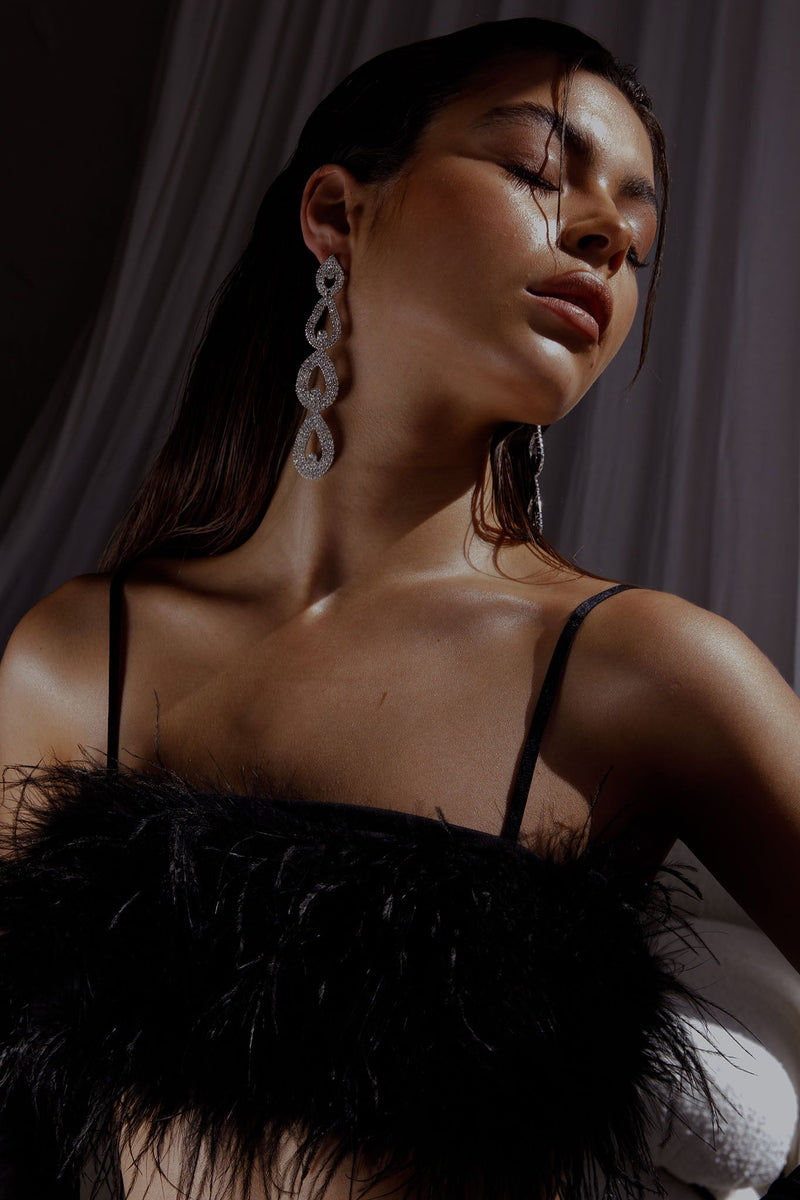 Boucles d'oreilles en goutte de poire Royale Diamante Argent
