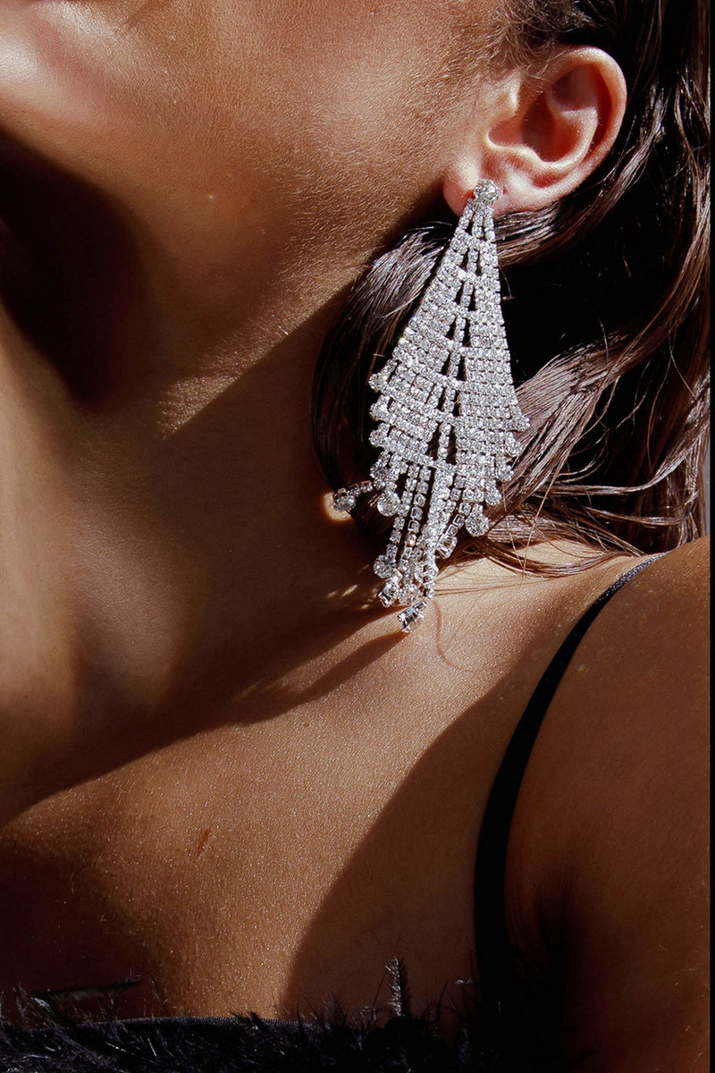 Boucles d'oreilles à frange en diamants Rani Argent