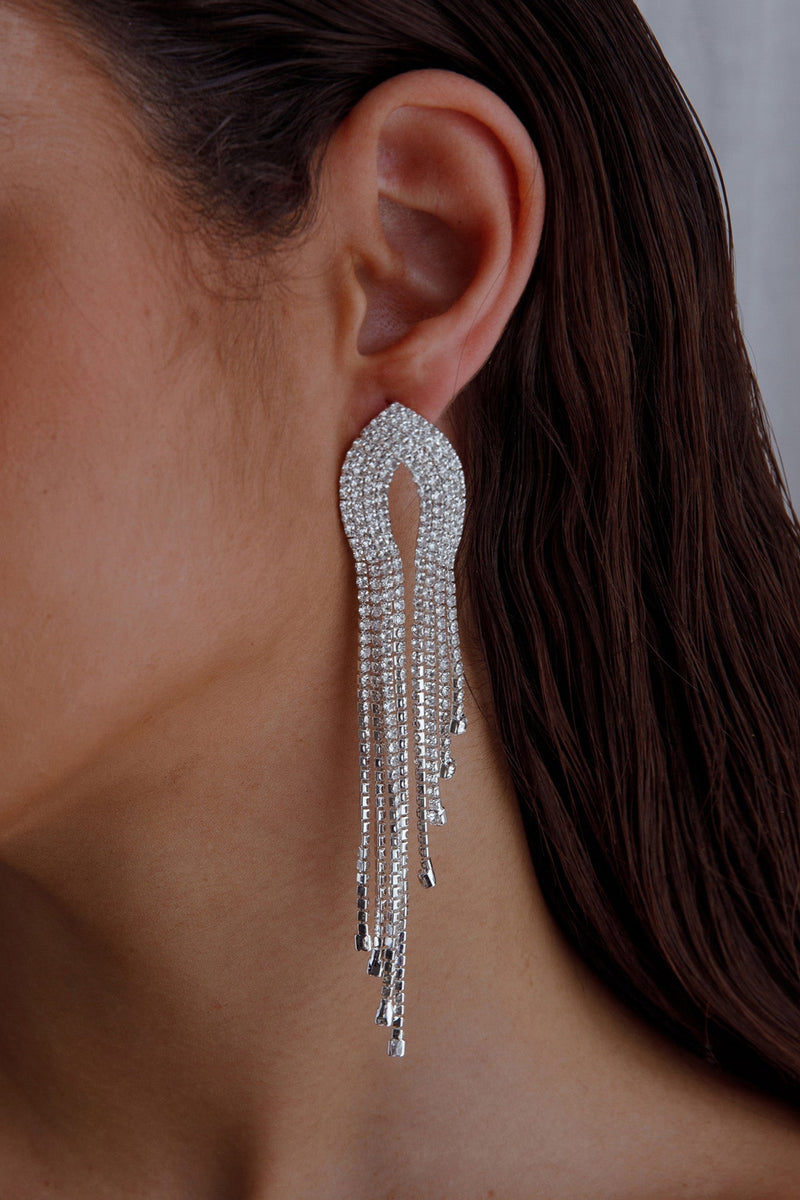 Boucles d'oreilles à frange Khloe Diamante Argent