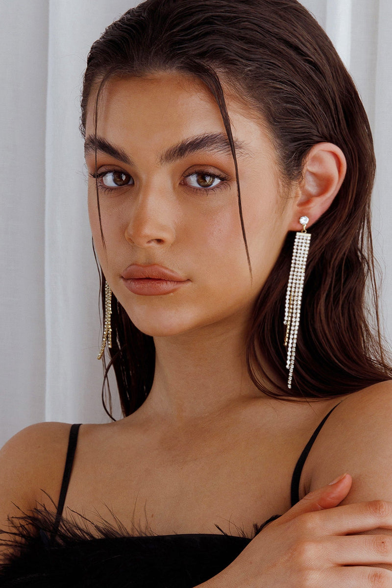 Boucles d'oreilles pendantes à strass Jamie