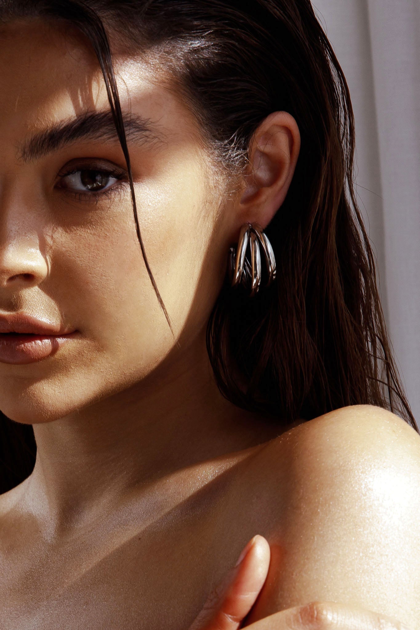 Boucles d'oreilles triples en argent Dominique