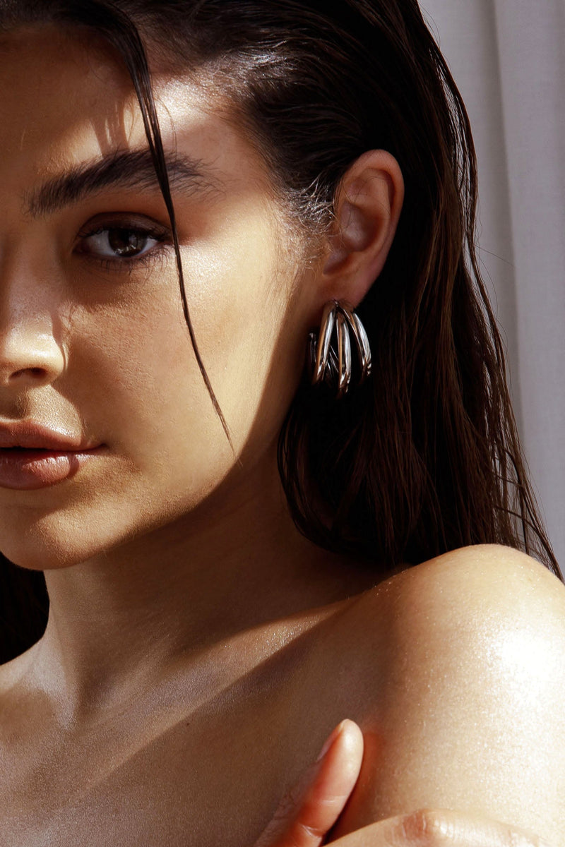 Boucles d'oreilles triples en argent Dominique