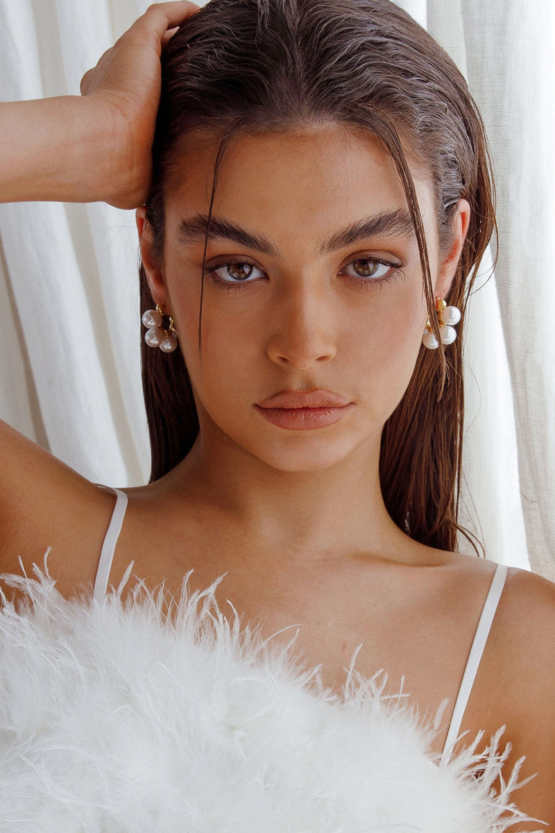 Boucles d'oreilles créoles perles St Tropez Or