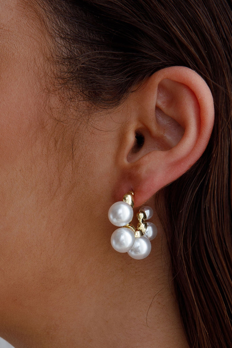 Boucles d'oreilles créoles perles St Tropez Or