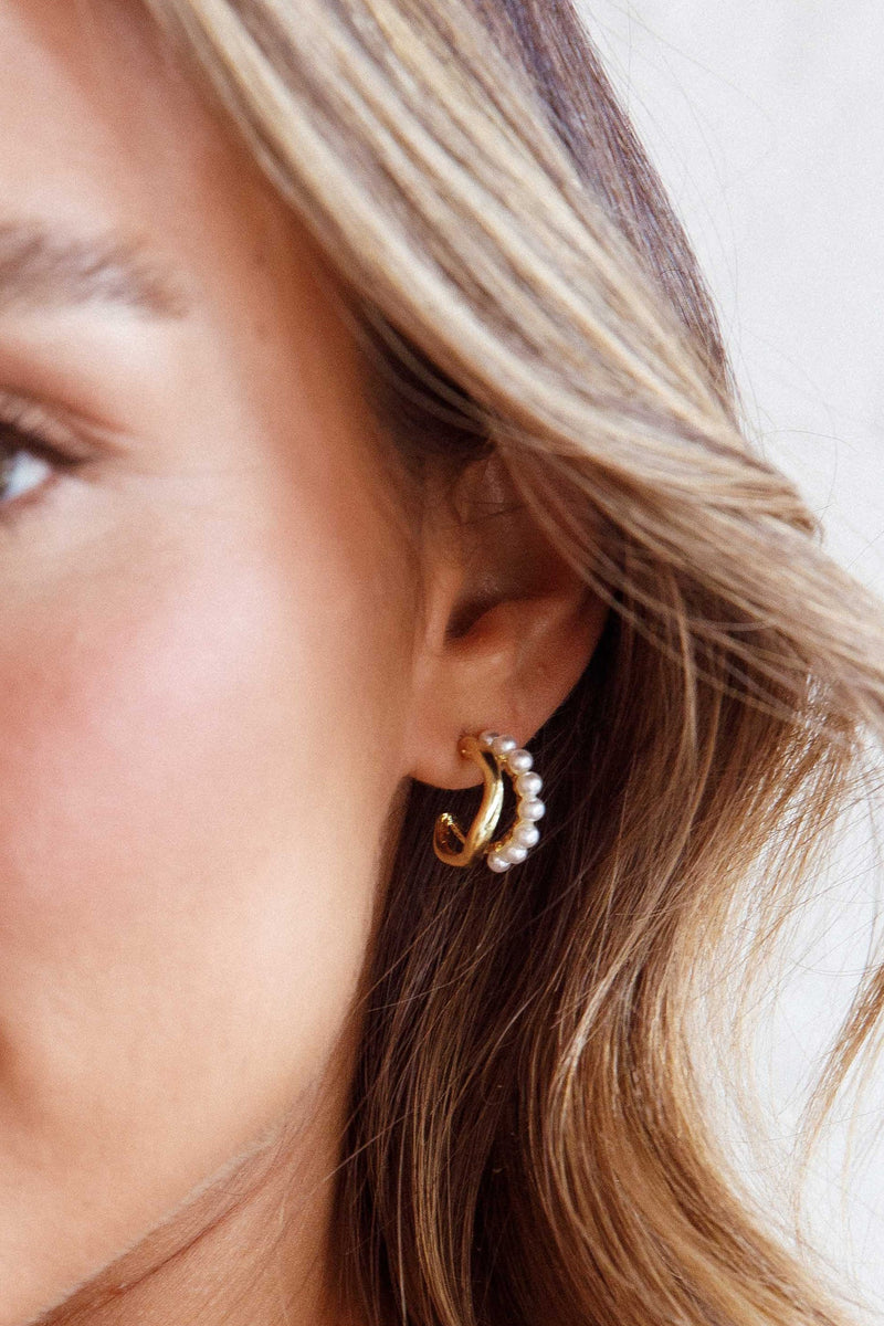 Charis Boucles d'Oreilles Doubles en Or