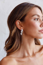 Boucles d'oreilles pendantes en forme de feuilles en zircon argenté