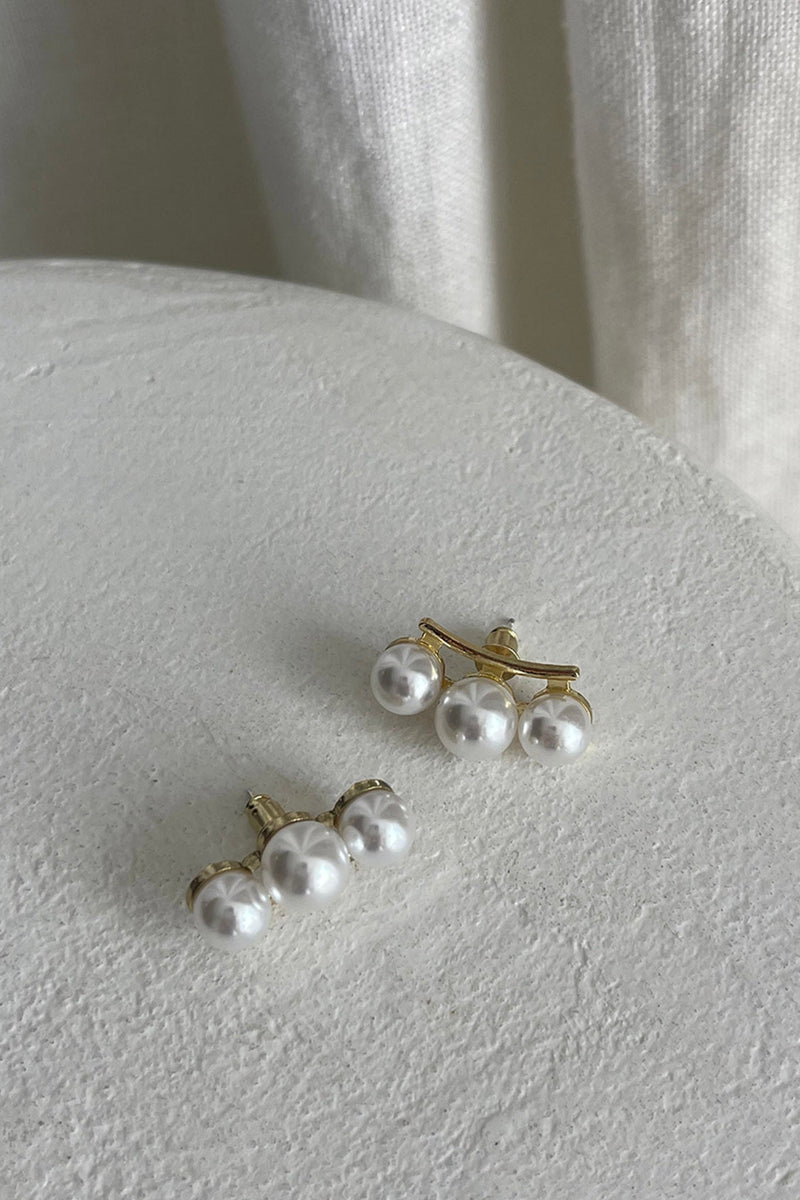 Boucles d'oreilles Eva Trois Perles Or