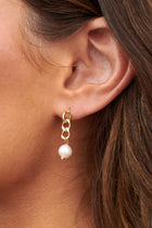 Boucles d'oreilles en chaîne avec goutte de perle Mabel Or