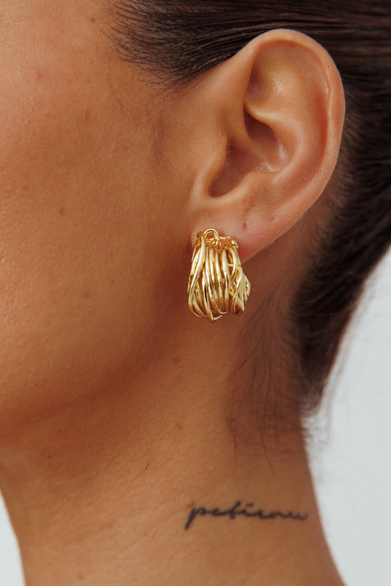 Boucles d'oreilles Halo en or en forme de cercle