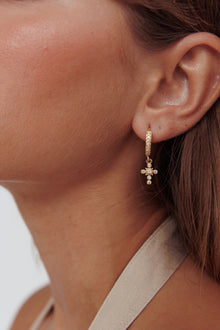 Boucles d'oreilles Croix en Zircon Divin Or