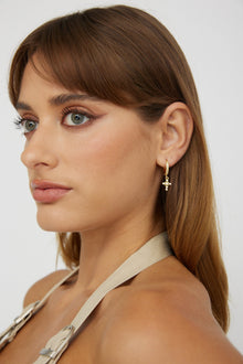 Boucles d'oreilles Croix en Zircon Divin Or