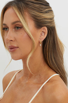 Boucles d'oreilles pendantes carrées en chaîne dimanche or