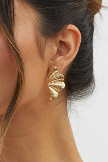 Boucles d'oreilles en forme de feuille Olga dorées