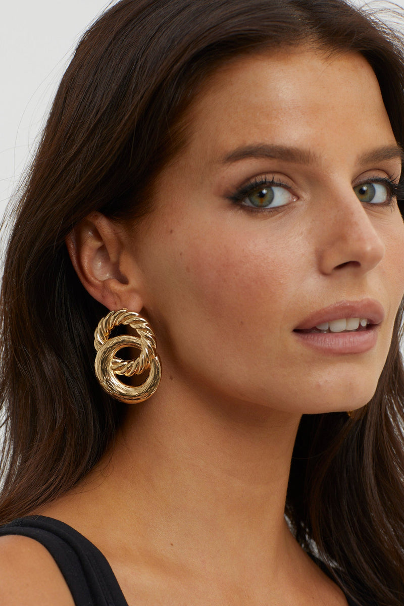 Boucles d'oreilles Myrah Large Double Cercle Or