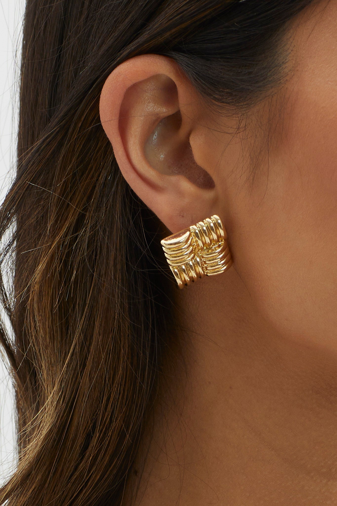 Boucles d'oreilles carrées Manhattan en or