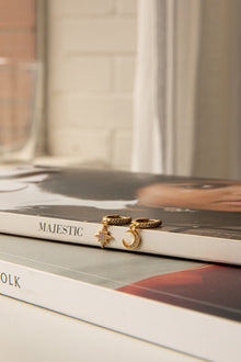 Boucles d'oreilles créoles Diamante Midnight Or