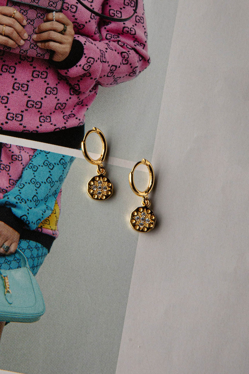 Boucles d'oreilles créoles Diamante en goutte d'or