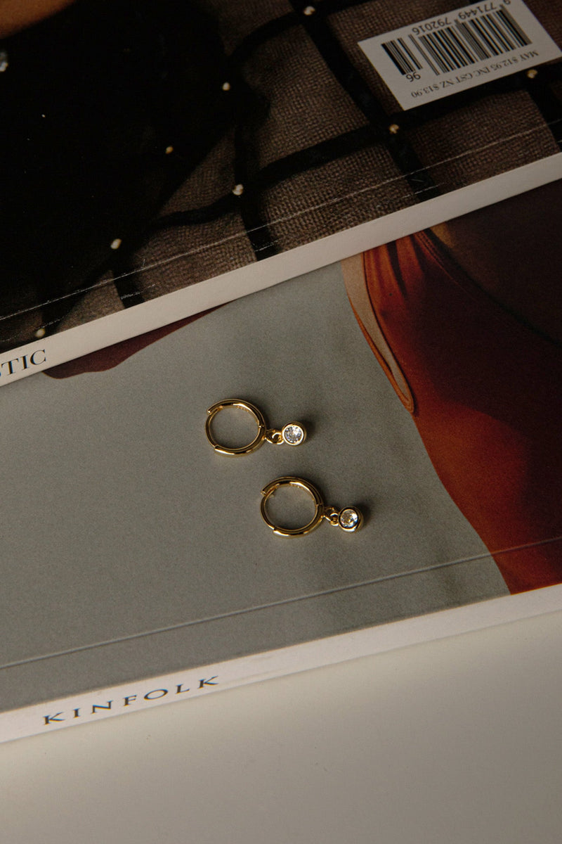 Boucles d'oreilles créoles Diamante Drop Or