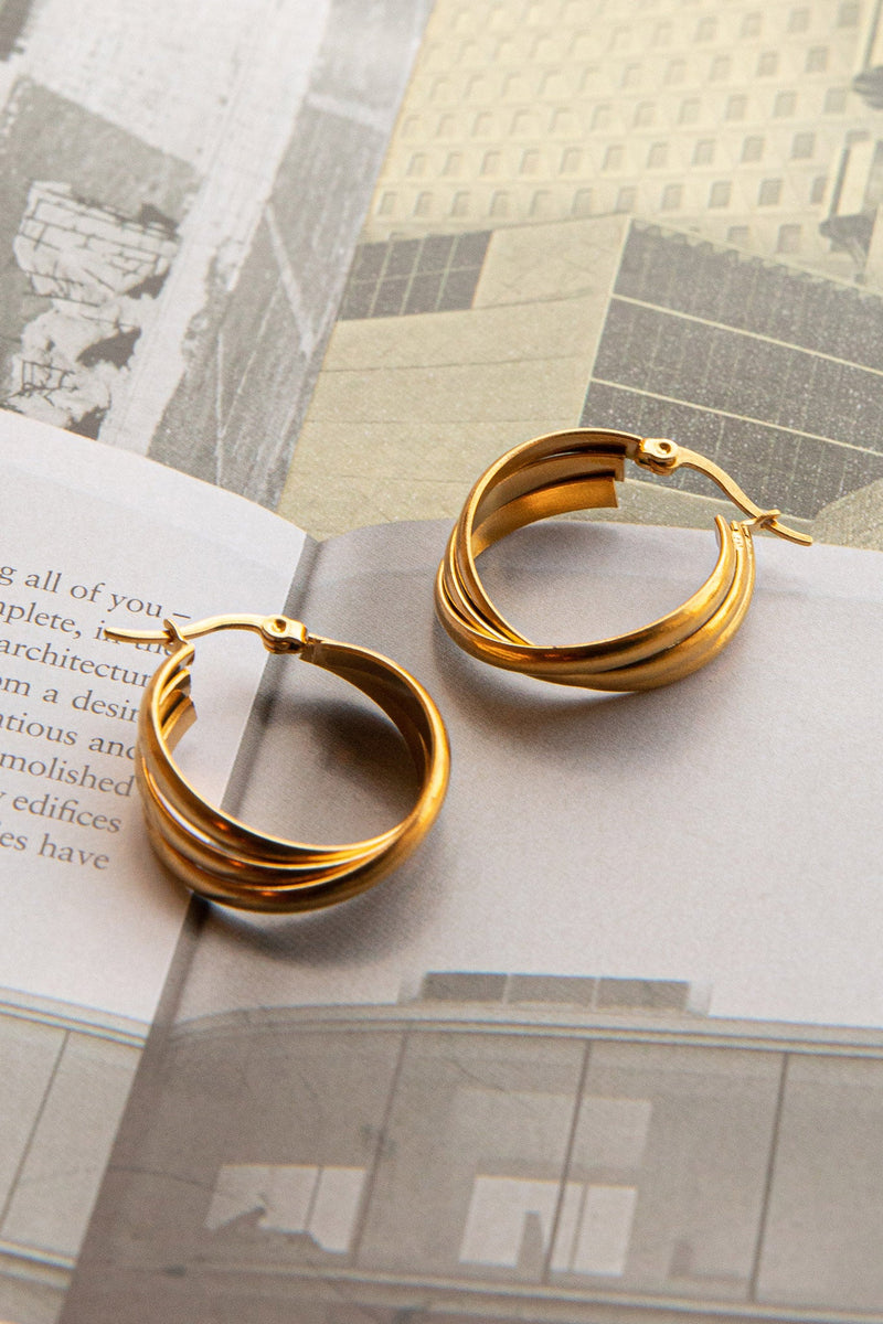 Boucles d'oreilles Mona Triple Anneau Or