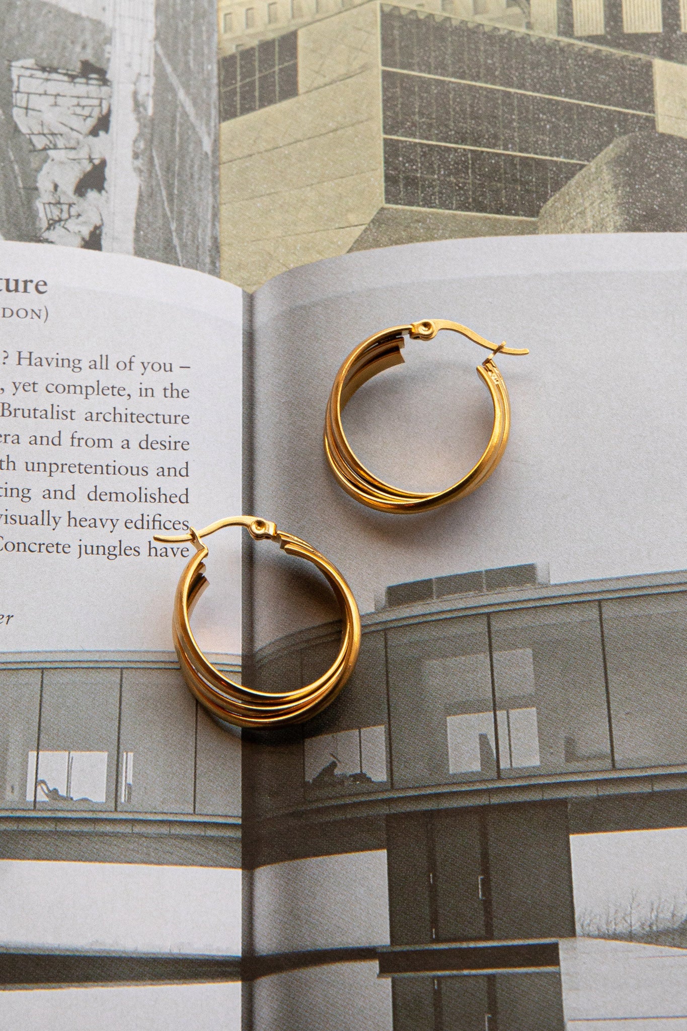 Boucles d'oreilles Mona Triple Anneau Or