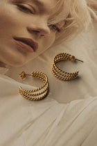 Boucles d'oreilles créoles ouvertes triples San Francisco en or