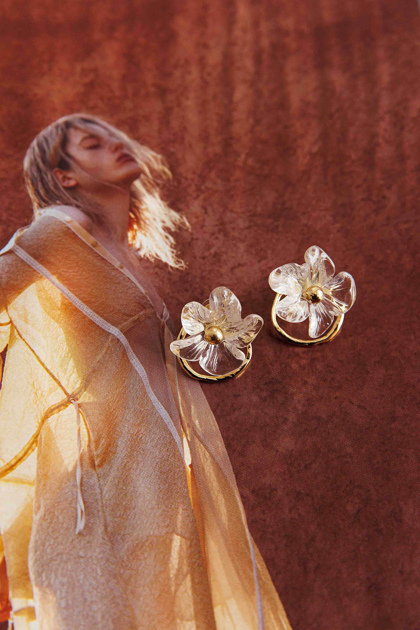 Boucles d'oreilles Andrea Clear Flower Or