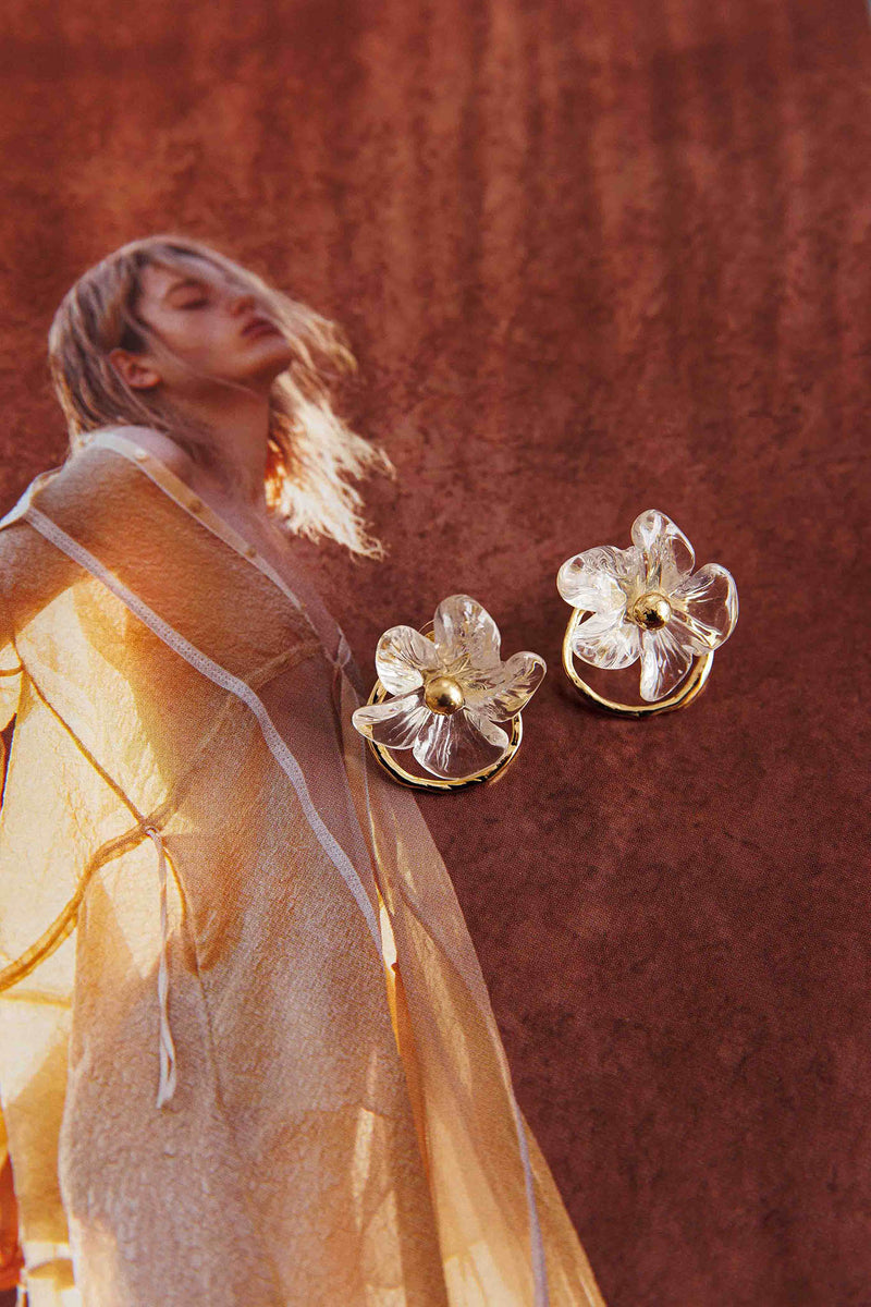 Boucles d'oreilles Andrea Clear Flower Or