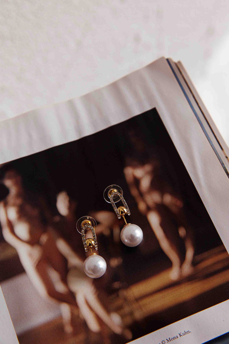 Boucles d'oreilles Maia Pearl Diamante Or