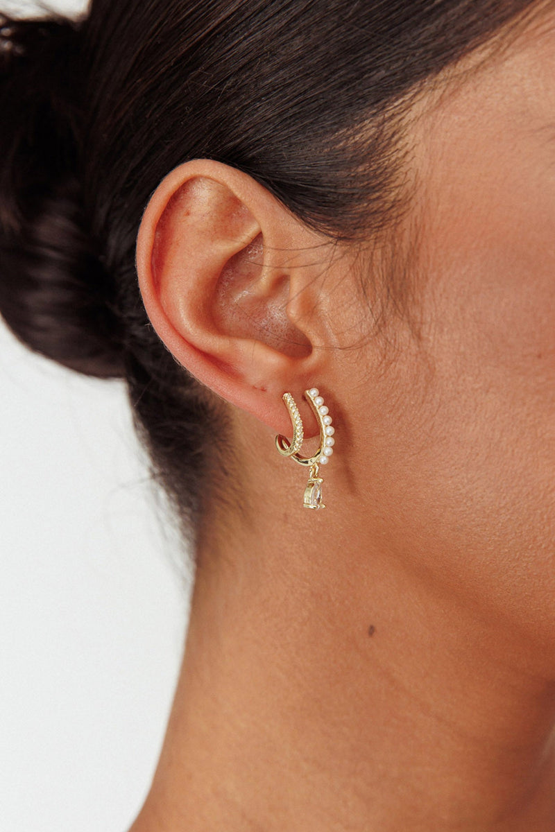 Boucles d'oreilles Illusion Double Piercing Dawn Or
