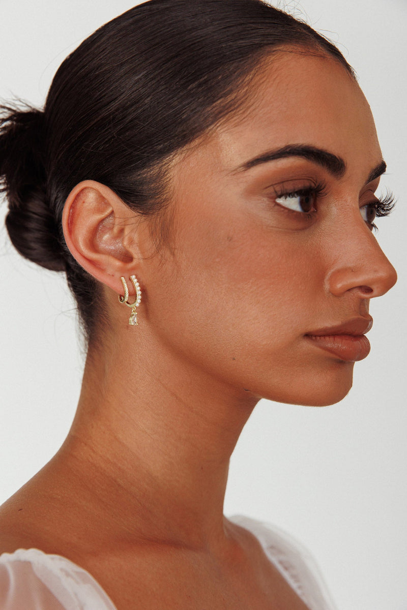 Boucles d'oreilles Illusion Double Piercing Dawn Or