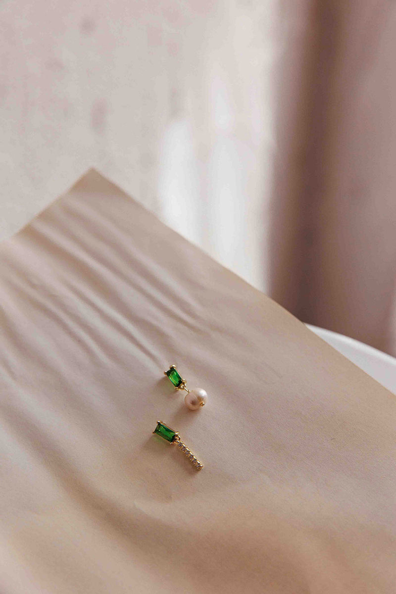 Boucles d'oreilles en Gemme et Perle d'Irlande en Or