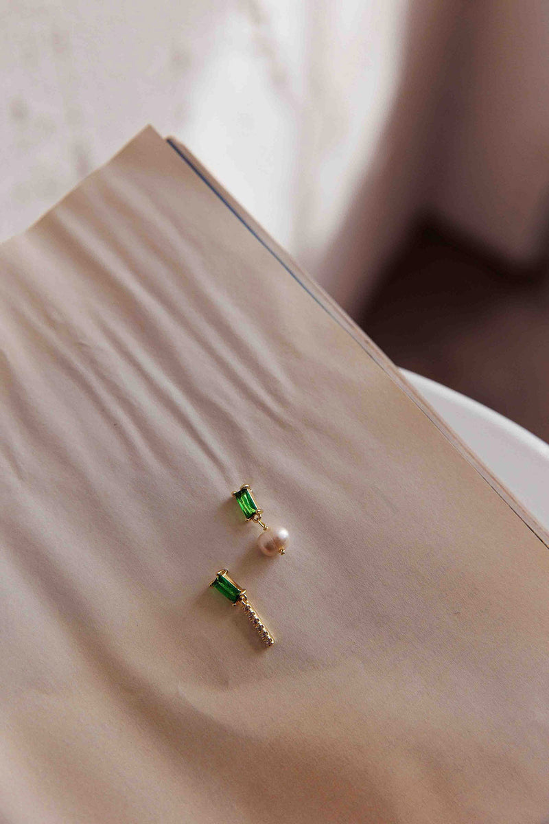 Boucles d'oreilles en Gemme et Perle d'Irlande en Or