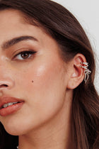 Bracelet d'oreille en strass avec nœud argenté