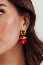Boucles d'oreilles cœur rouge gonflé Raja en or