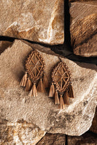 Boucles d'oreilles à franges tissées Immense Marron