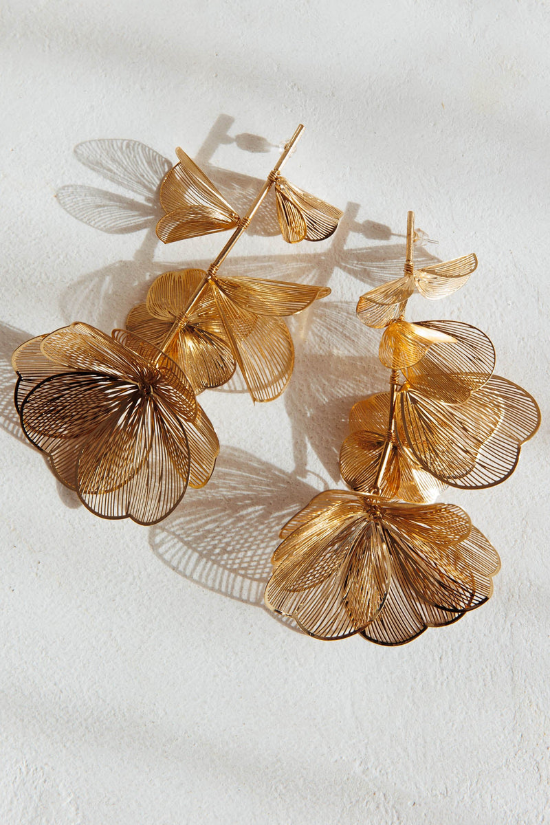 Boucles d'oreilles Ruminate Drop Floral en Or