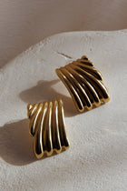 Boucles d'oreilles Rectangulaires Rainurées en Or