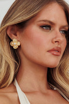 Boucles d'oreilles Fleur Power Perle Or