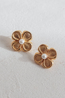 Boucles d'oreilles Fleur Power Perle Or