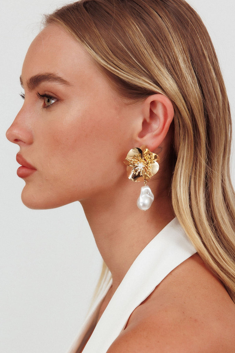 Boucles d'oreilles Loren en perles goutte d'or