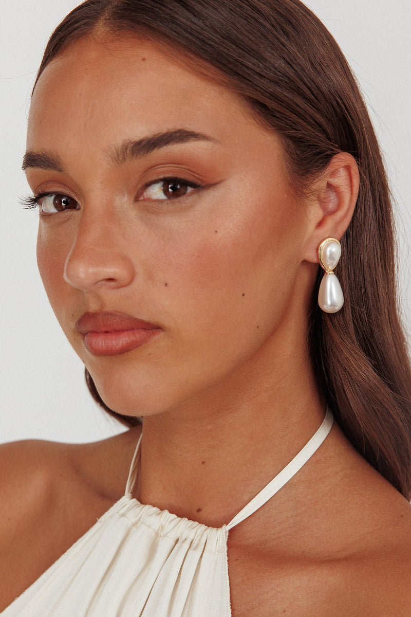 Boucles d'oreilles goutte d'Eliizabeth en or et perle