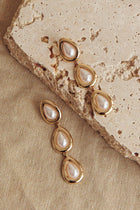 Boucles d'oreilles Marion Triple Goutte Or Perle