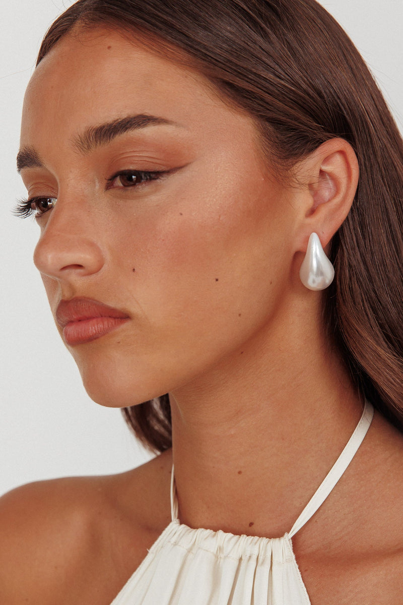Boucles d'oreilles en goutte de pluie avec perles
