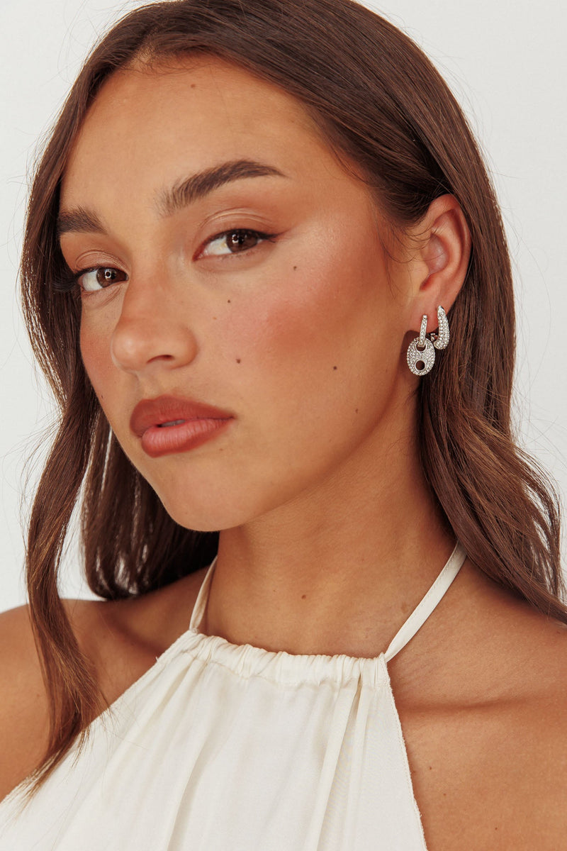 Boucles d'oreilles Tristan Argent Diamanté